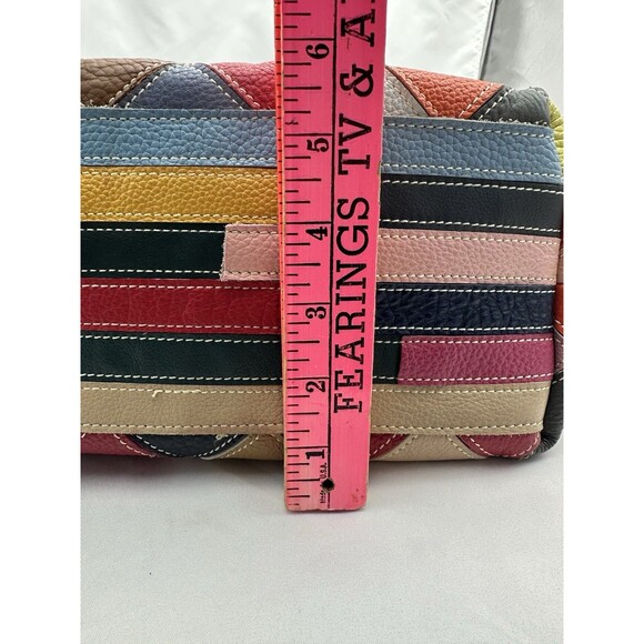 Heshe Handbag Patchwork Leather Satchel Shoulder Bag Multicolor Colorful Purse - Picture 6 of 12